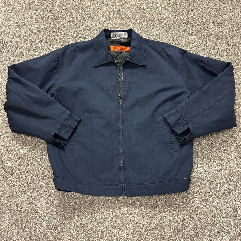 Red Kap Mens Large Blue Quilted Lined Full Zip Workwear Jacket Aramark JT22NV2